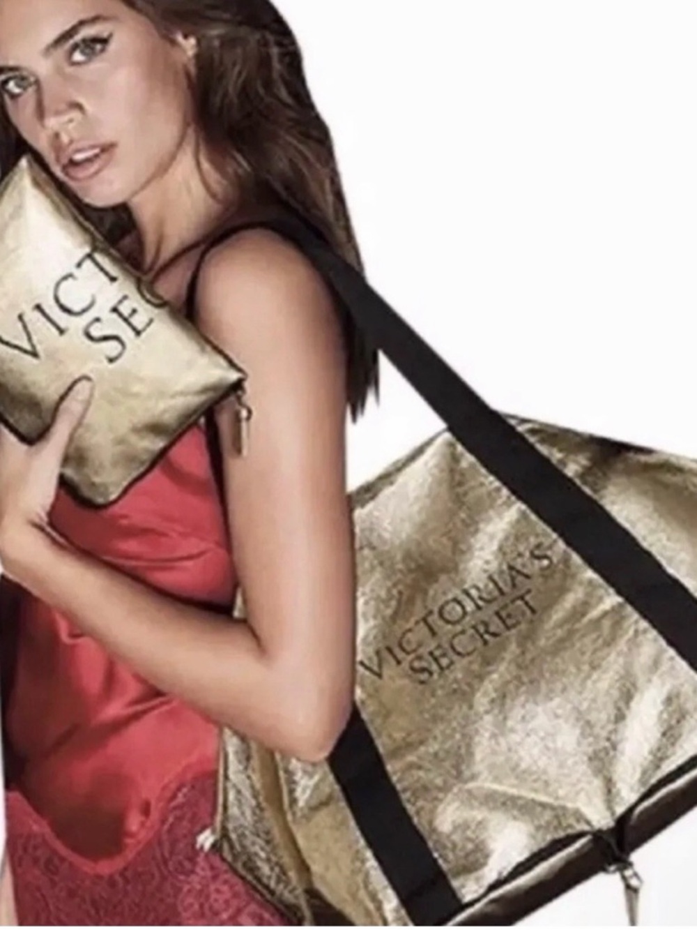 Victoria's Secret Metallic Gold Travel Tote
